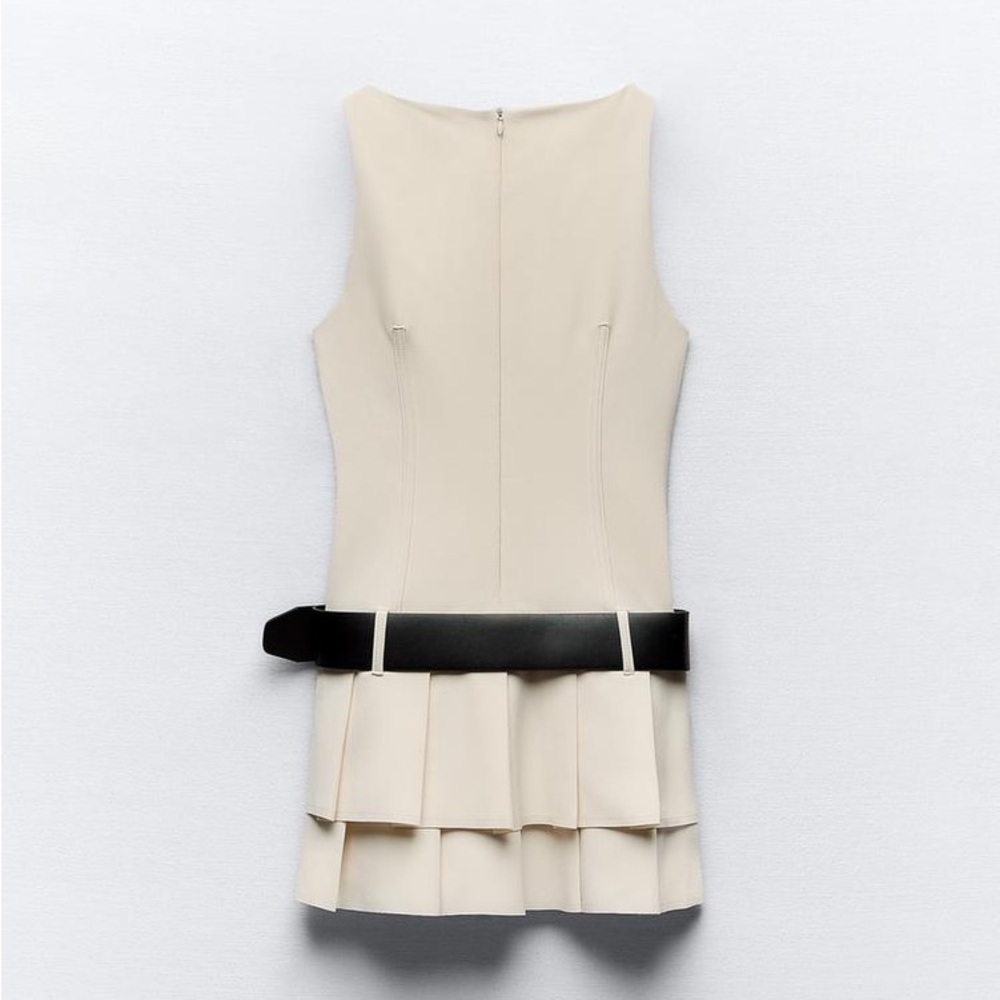 Zara Belted Box Pleat Jumpsuit Dress